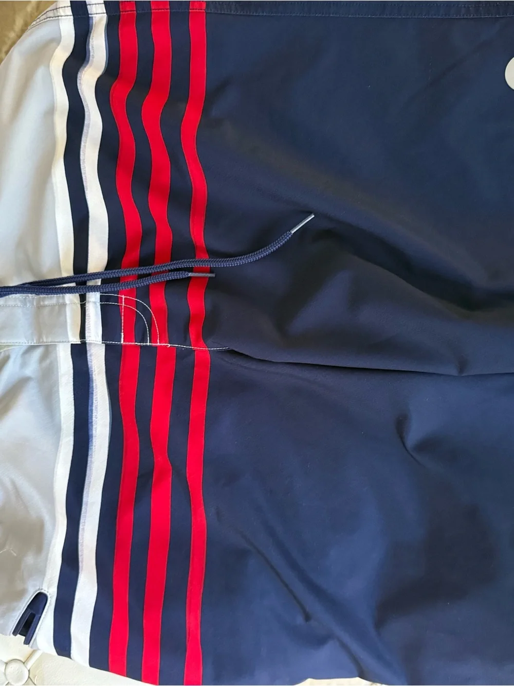 Vineyard Vines Navy Athletic Shorts with Red & White Stripe Detail